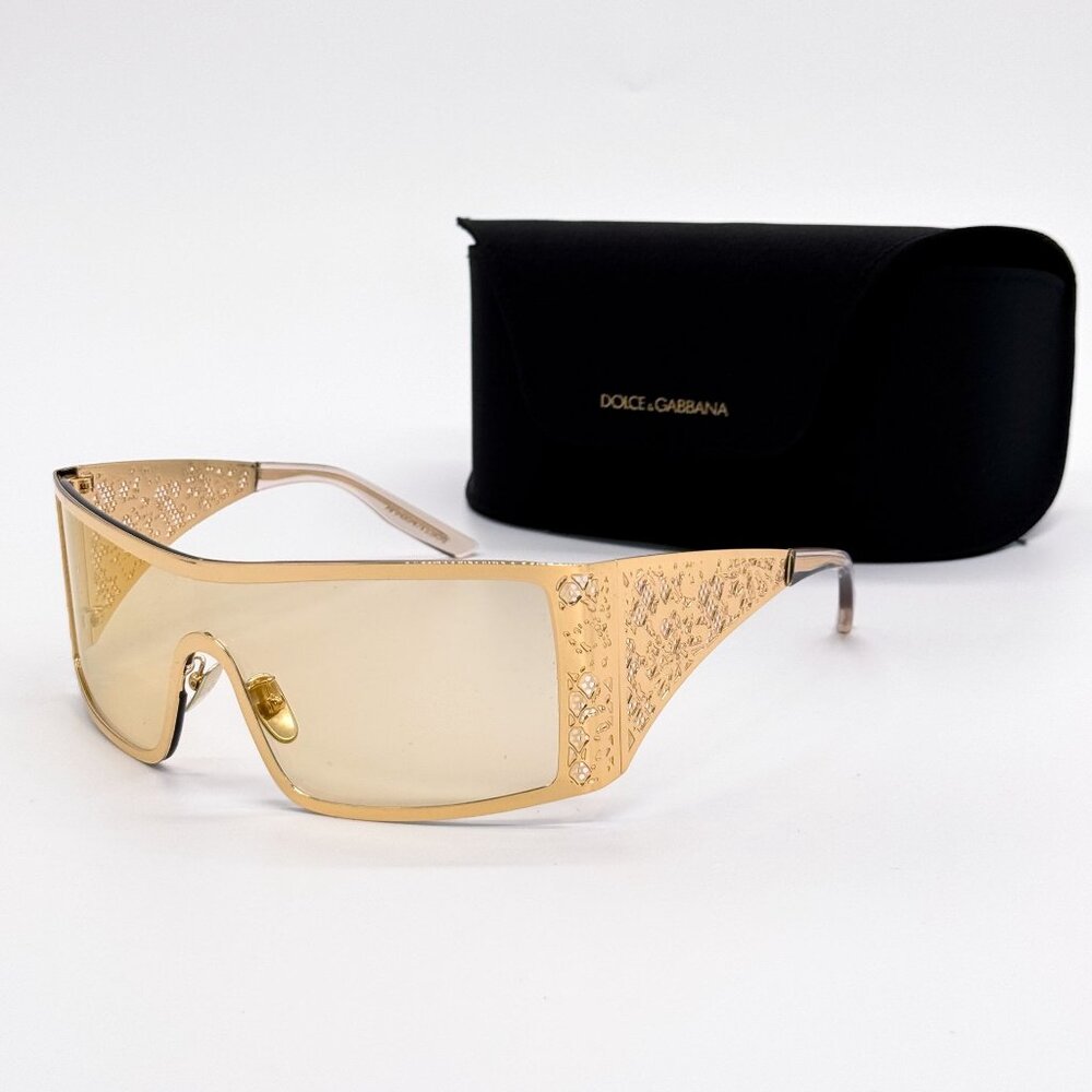 NEW DG2317 02/71 DOLCE&GABBANA GOLD SHIELD WOMEN SUNGLASSES DOLCE&GABBANA